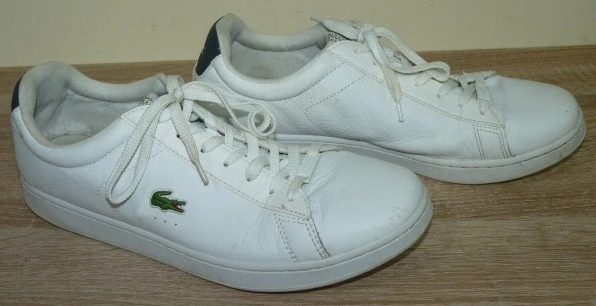 Men s Lacoste Carnaby Evo 0521 White Leather Heel Lace Up Trainers