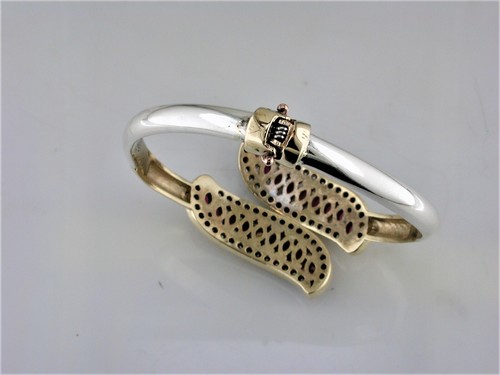 Antique 925 Sterling Silver, Gold Plated with Rubies and Cubic Zirconia - Picture 3 of 3