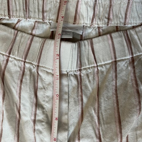 J Jill Linen Stretch Crop Pants Women Size 4X Ivory Beige Stripe Wide Leg Pullon - Picture 6 of 12