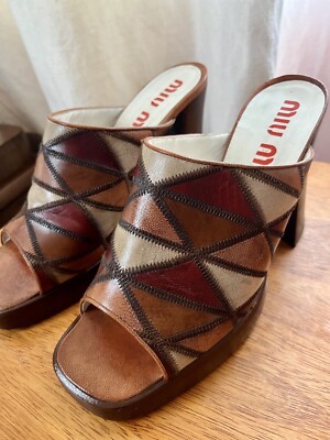 靴 archive vintage miumiu patchwork heel Miu Miu vintage patchwork heels | eBay