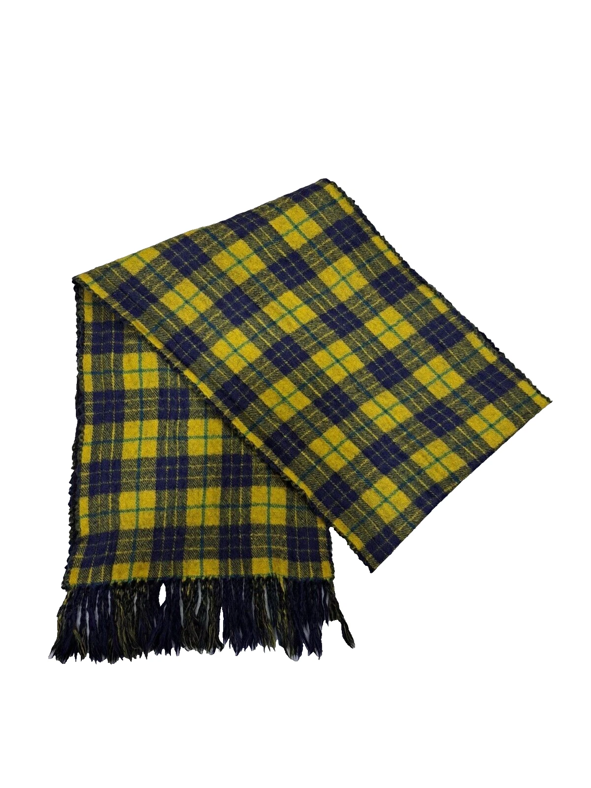 FOULARD à carreaux GUCCI laine tartan classique Nova franges brodées jaune
