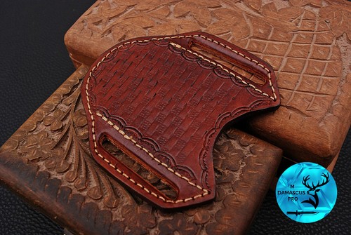 MASSANFERTIGUNG HANDGEMACHTE REINE KUH GRAVIERTE LEDERSCHEIDE FÜR KLAPPMESSER -1710 - Bild 2 von 4