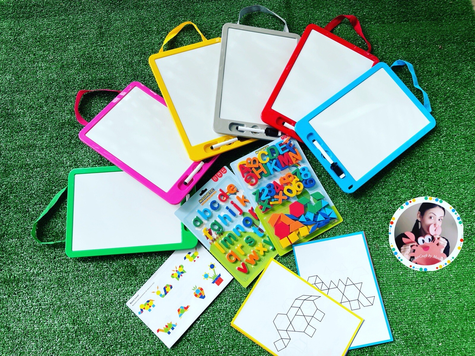 Whiteboard 125 Magnetic Alphabet Shapes with Storage Marker and Eraser (GREEN)