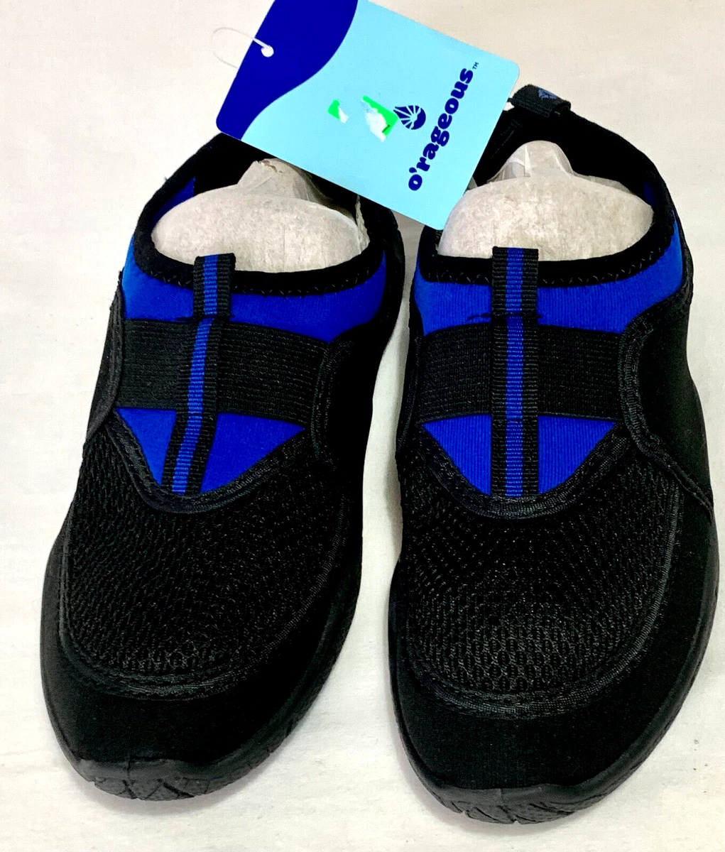 New O rageous Boys Swim Shoes sz 1 D Black Blue Water Shoes Aquasock Black Blue