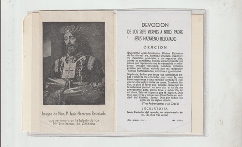 Estampa Imagen Nuestro P. Jesus Nazareno Iglesia Trinitarios Córdoba (HB-379)