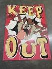 Vintage Taz Tasmanian Devil Tin Metal Keep Out Sign 12.5x17.25” 1997 Looney Tune