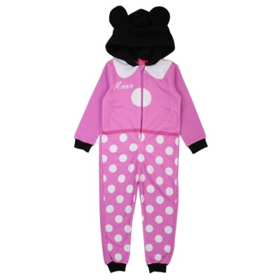 Disney Minnie Mouse Onesie Mädchen Gr. 98-128 Hausanzug Kapuze + Öhrchen