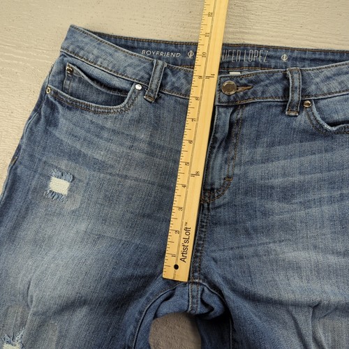Jeans recortados Jennifer Lopez Boyfriend talla 8 azul elástico desgastado denim - Imagen 8 de 11