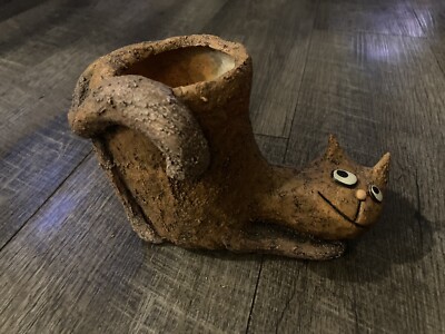 Blob House Weird orange cat resin planter unique with one of a kind plants