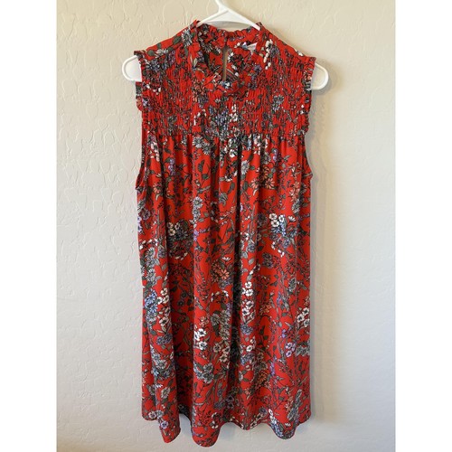 Carolina Bell Dress Womens US XXL Red Sleeveless Floral Smocked Keyhole Boho - Picture 3 of 5