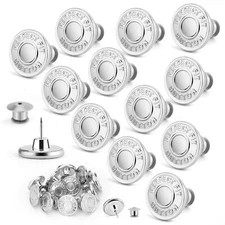 	12 Sets Jean Buttons for Loose Jeans Adjustable Waist Tighteners	