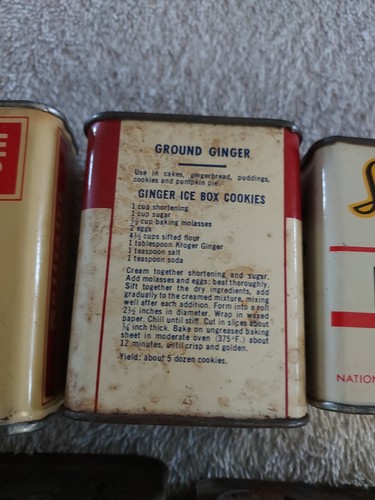 VECCHIE scatole di latta per spezie in metallo vintage lotto di 5 collezione - Foto 9 di 15