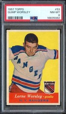 1957-58 Topps #53 Gump Worsley PSA 8 NY Rangers HOF *ML70-513