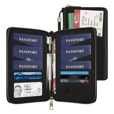 Family Passport Holder for 4, Leather RFID Blocking Multiple Passport Holder ...