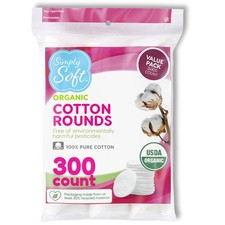 Simply Soft Premium Organic Cotton Rounds, 100 Count Pack of 3 Inch diameter