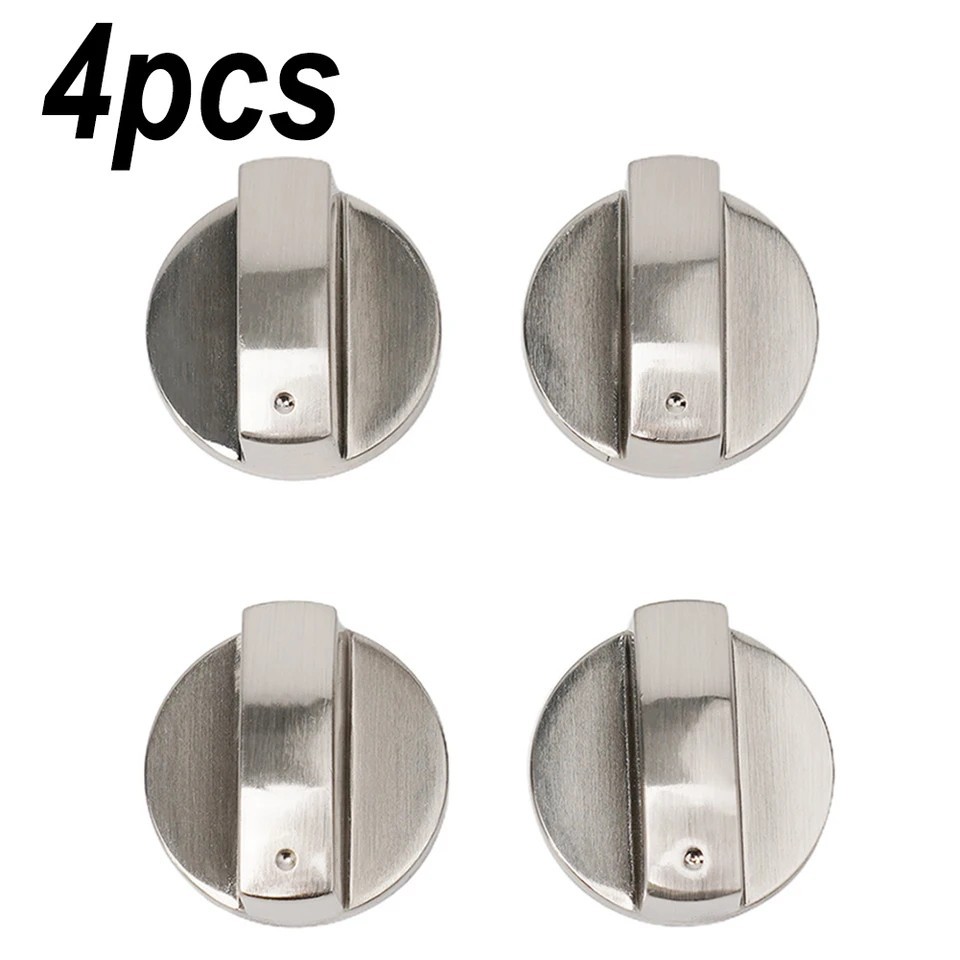 4 pcs Universal Gas Stove Knobs Cooker Oven Hob Control Knobs Switch 6mm Silver