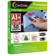CenDale Premium DTF Transfer Film 13x19 - A3 Plus 50 Sheets Double-Sided Matt...