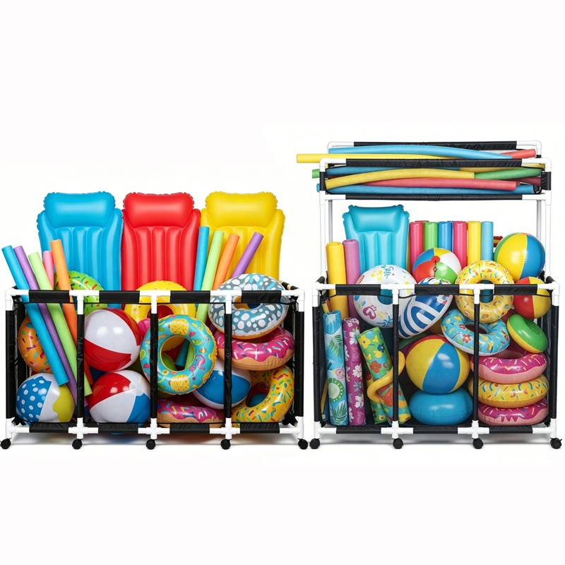 Yescom 2PCS Pool Float Storage Bins Basket Rolling Toys Noodles Cart Organizer