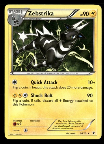 Zebstrika 36/101 Rare Noble Victories Pokemon Lightly Played