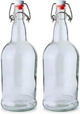 Swing Top Glass Bottles 33 oz Pack of 2 Clear Flip Top Glass Bottles with