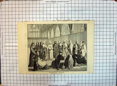 Alter antiker Druck Orden Männer Kirche Szene Religion 1784 Hooper 18.