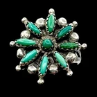 Vintage Zuni Signed ML Sterling Silver Needlepoint Turquoise Cluster Ring Sz 6.2