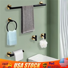5 Piece Bathroom Bath Hardware Accessories Set Towel Bar Kit Stainless Steel New