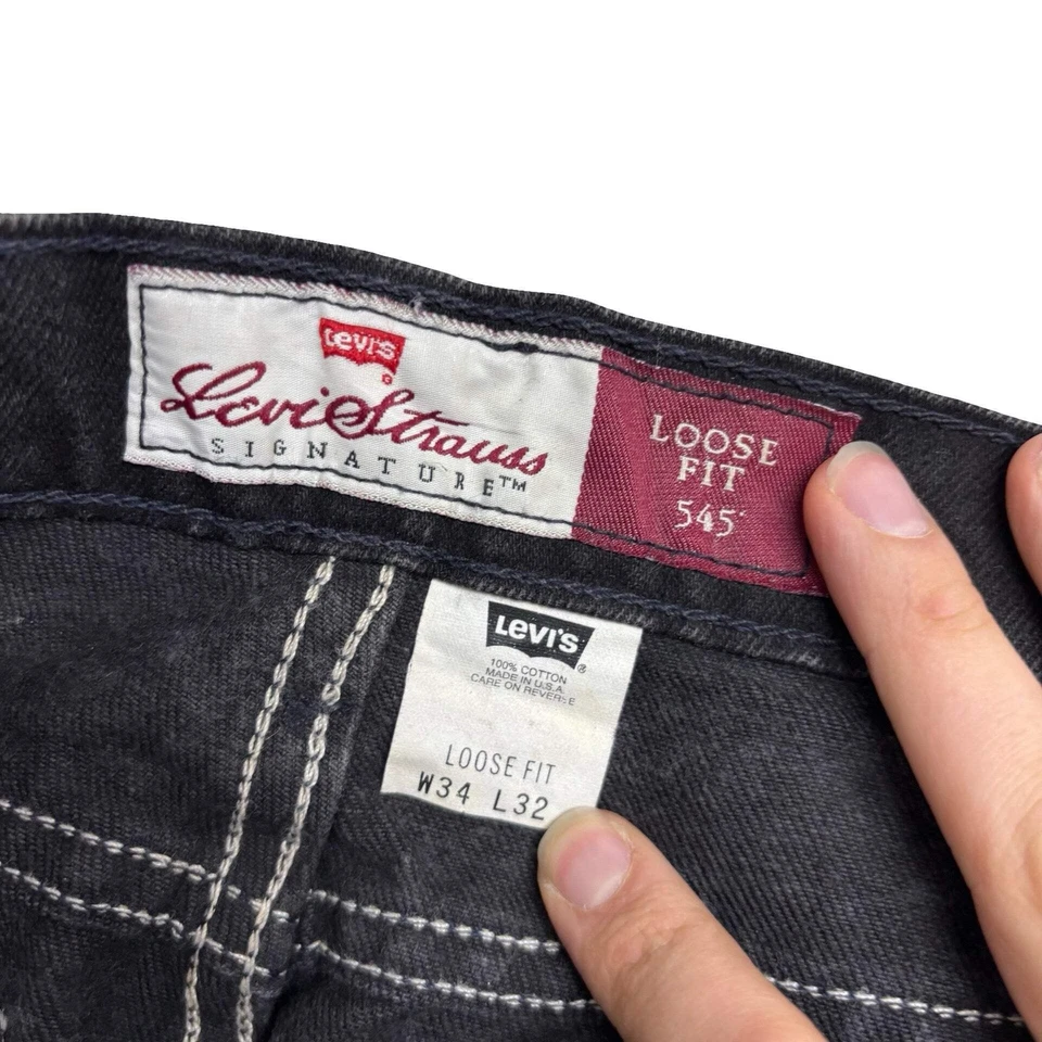 Levis 545 Jeans W34 L32 Mens Black Relaxed Tapered Vintage Made In USA - Image 4 of 4