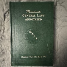 MGLA Massachusetts General Laws Annotated Hardcover Chapters 175-End 176 Law