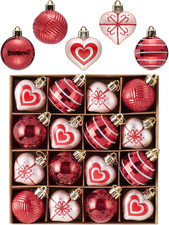16-Piece Heart Shaped Ornaments Set for Valentine's Day and Christmas Decor