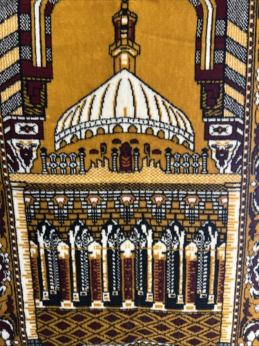 Tappeto preghiera vintage• Arabia Saudita 42" x 25,5" MAI USATO• Bellissimo tappeto - Foto 5 di 10