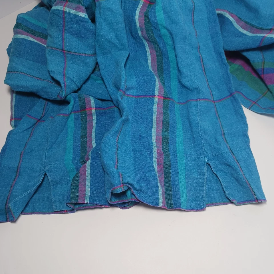 Westbound 100% Linen Button Up Blue Plaid 3/4 Sleeve Shirt Women Plus Sz 3X - Image 4 of 4