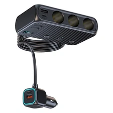 Car 12V Cigarette Lighter Socket Splitter USB-C Fast Charger Power Adapter