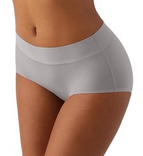 Wacoal At Ease Brief Underwear Women's 9-2XL Gray Solid Elastic Waist Pull On