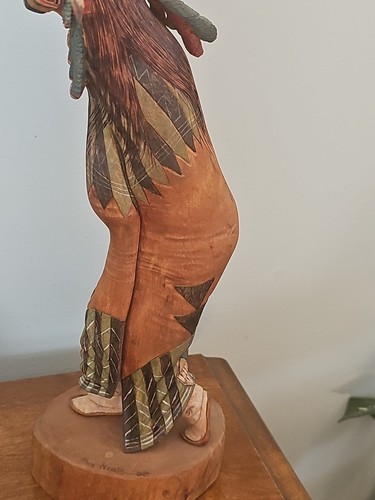 Vintage Kachina Doll Katsina Sculpture ALVIN NAVASIE Maiden Butterfly Dancer 19" - Picture 8 of 20