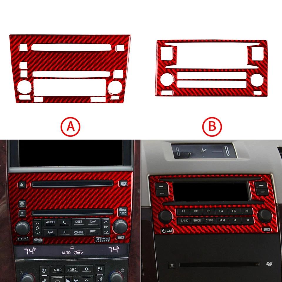 Kits completos de embellecedor de tablero de instrumentos de fibra de carbono roja de 23 piezas para Cadillac Escalade 2007-2014 Foto 2 de 4