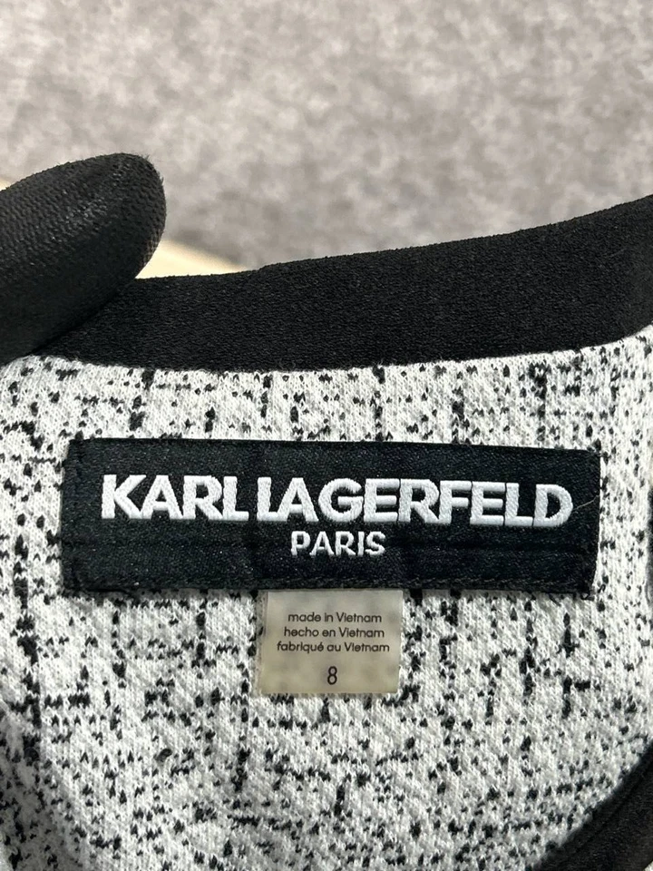 Karl Lagerfeld Dress Womens 8 Gray Black Bodycon - Image 3 of 4