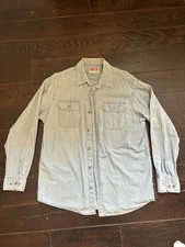 Wrangler Premium Quality Button Front Denim Shirt Mens Size M Blue Cotton Casual