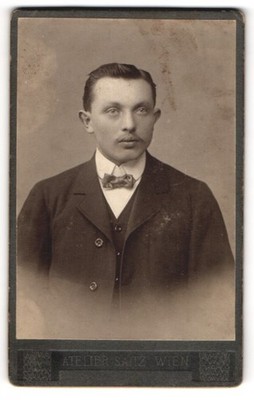 Fotografie Hans Saitz, Wien, Währingerstr. 26, Junger Herr im Anzug mit Fliege 