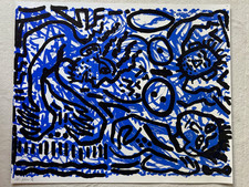 A.R. Penck - Expressionismus, Blaue Arbeit, signiert; Größe 83cm x 69cm