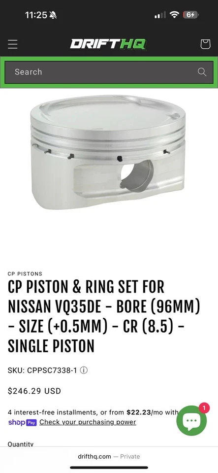 Pistões forjados CP VQ35DE 350Z G35 Z33 96mm 11.0:1 SC73381 - Imagem 3 de 3