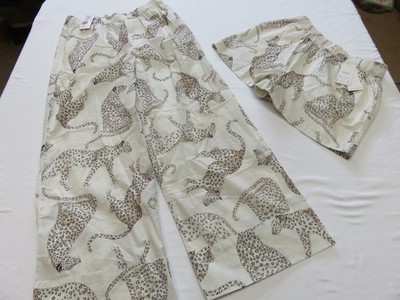 Cool komfort PYJAMAHOSE & SHORTS ELFENBEINFARBEN & TIERGEPARDENMUSTER UK 10 von M&S neu mit Etikett