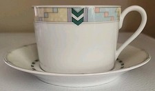 Set Of 4 Mikasa Fine China M5121 Desert Crest Flat Coffee/Tea Cups & Saucers