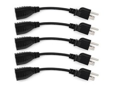 Sewell 6-Inch Power Extension Cable, 5-Pack, Outlet Saver, 18 AWG