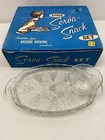 Vintage Anchor Hocking Early American Prescut Glass 8 piece Snack Set Plate Cups