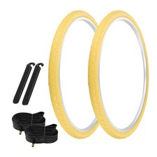 PRO TIRES 700 x 40 Yellow P-1134 W/TUBES TIRE LEVERS 33mm Schrader Valve