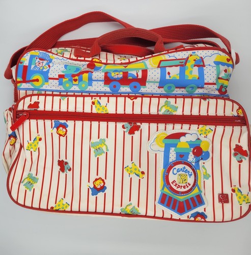 Vintage 80s 90s Carter's Diaper Bag - Carter's Express Train Red Animals - Picture 2 of 22