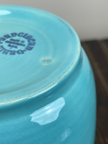 Brocca birra Franciscan El Patio cilindro 87/8" turchese lucido ceramica CA anni 40 - Foto 18 di 21
