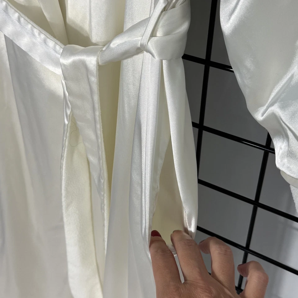 Bata de colección Victoria's Secret para mujer XS/S marfil satinado largo forrado vestido Foto 4 de 4