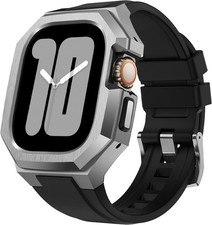 Luxury Metal Case with FKM Band for Apple Watch Ultra 3/2/1 49mm  44-46mm